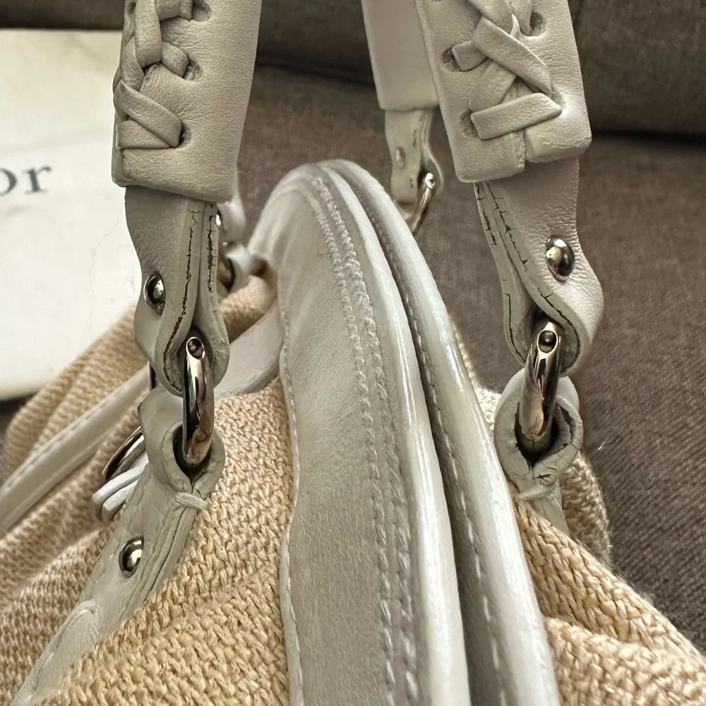 Vintage Dior “My Dior frame” raffia blend satchel - Picture 11 of 15